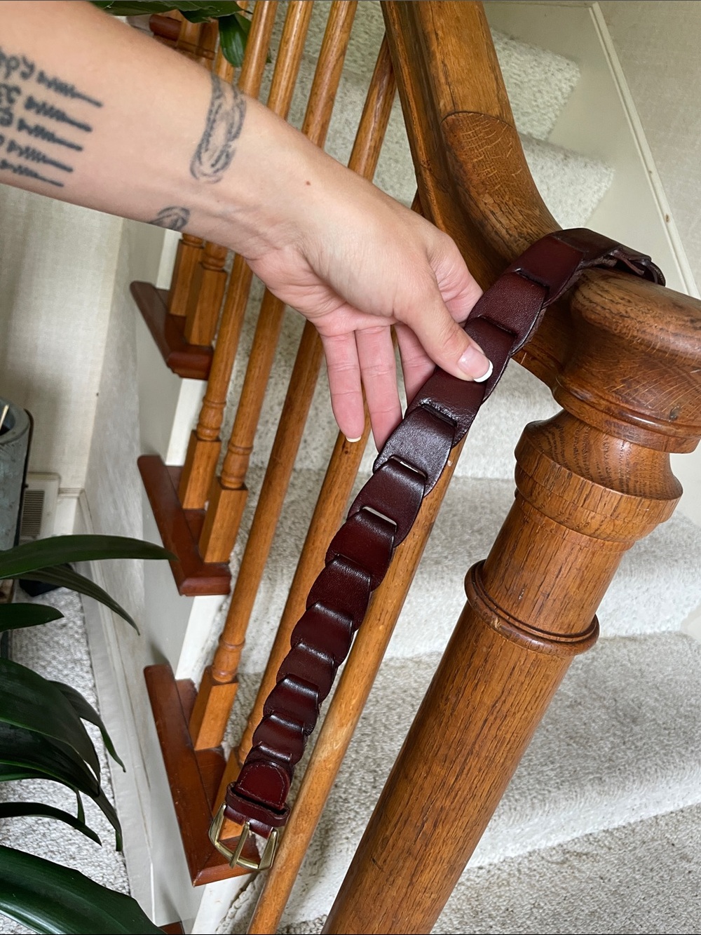 Genuine Leather Braided Belt in Rich Brown with Brass Buckle - Picture 7 of 7